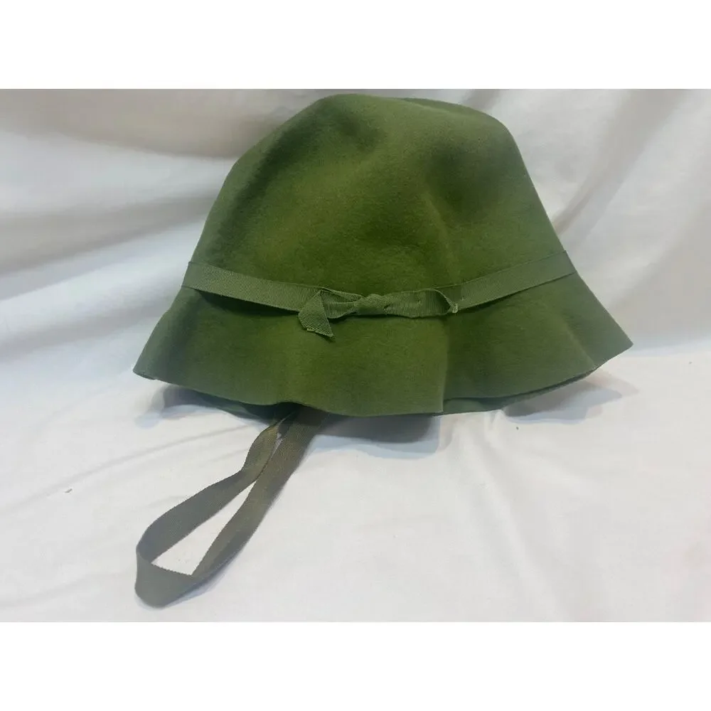 C1960 VINTAGE COLUMBIA SPORTSWEAR Bucket WOMEN'S Felt WOOL HAT 7 3/8